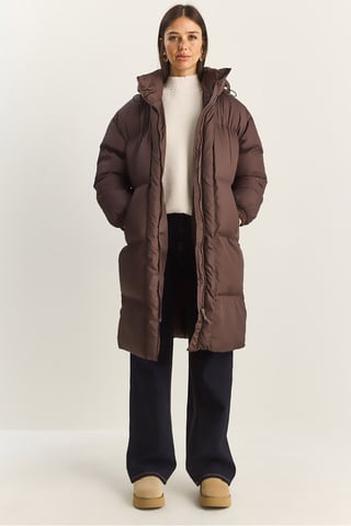 Hooded Long Sleeve Puffer Jacket with Pockets