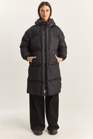 Hooded Long Sleeve Puffer Jacket with Pockets