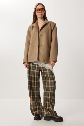 Gabardine Buttoned Jacket with Pockets