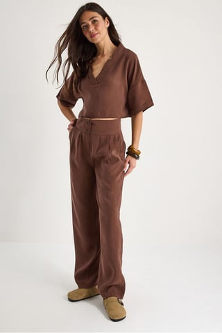 Long V-Neck Buttoned Two-Piece Co-Ord Set