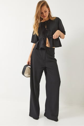 Textured Two-Piece Coord Set with Ruffle Detail