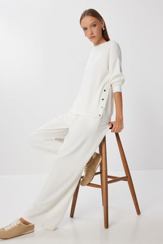 Long Wide Leg Two-Piece Set with Crew Neck
