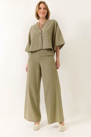V-neck Tunic and Wide Leg Pants Two-Piece Set