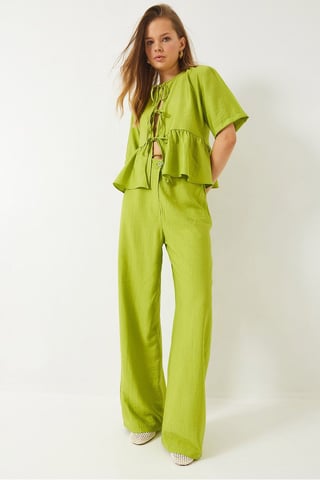 Textured Two-Piece Coord Set with Ruffle Detail