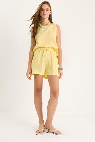 Short High Waist Two-Piece Coord Set with Button Closure