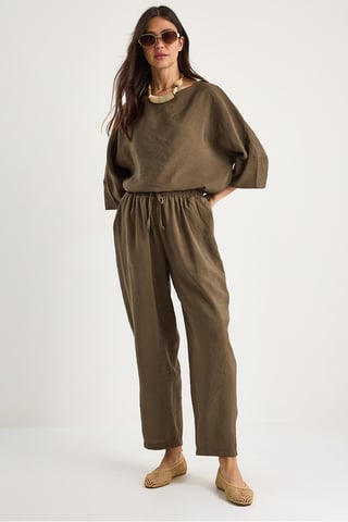 Oversized Boat Neck Polyester Two-Piece Co-ord Set