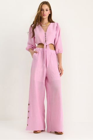 Textured V-Neck Long Sleeve Two-Piece Coord Set