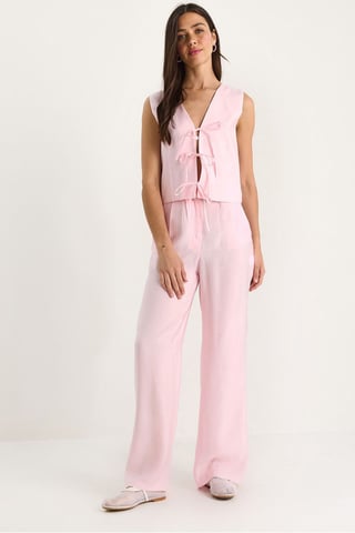 V-neck Sleeveless Wide Leg Two-Piece Set