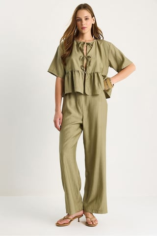 Textured Two-Piece Coord Set with Ruffle Detail