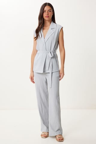 High Waist Two-Piece Set with Shirt Collar and Wide Leg Pants