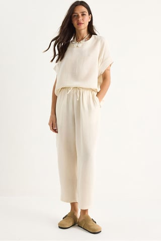 Textured Cotton Crew Neck Two-Piece Coord Set