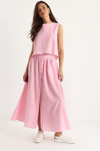 Textured Cotton Two-Piece Set with Button Closure