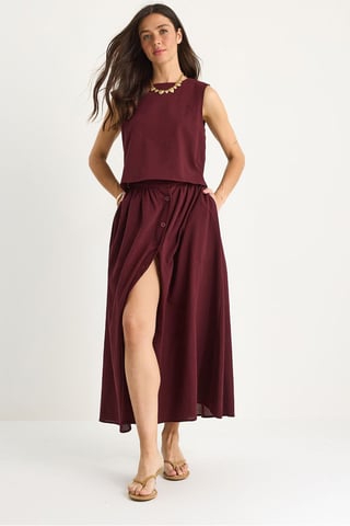 Textured Cotton Two-Piece Set with Button Closure