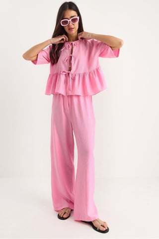 Textured Two-Piece Coord Set with Ruffle Detail
