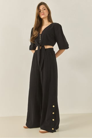 Textured V-Neck Long Sleeve Two-Piece Coord Set