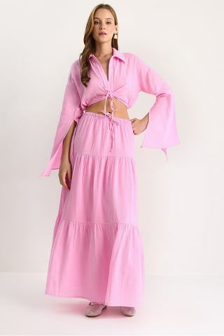 Frilly Shirt-Skirt Two-Piece Coord Set