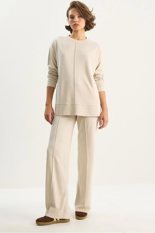 High Waist Wide Leg Knitted Two-Piece Set with Binding Detail
