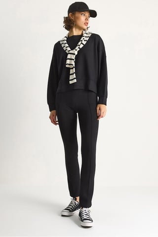 Figurformad långärmad crew neck tvådelad set