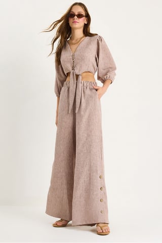 Textured V-Neck Long Sleeve Two-Piece Coord Set