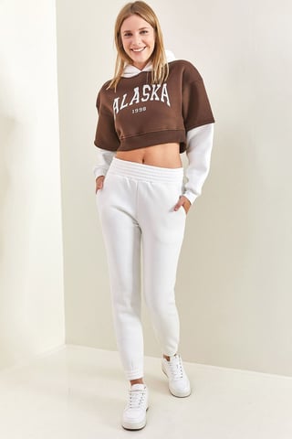 Hooded Crop Sweatshirt och Slim Fit Byxdress-set
