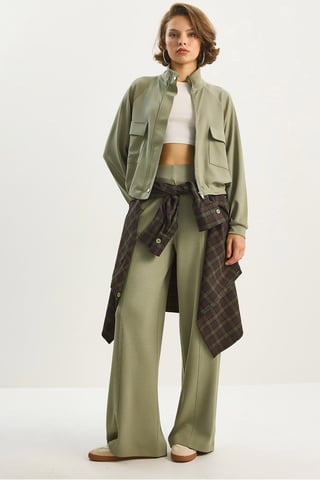 Jacket-Pants Viscose Blend Two-Piece Coord Set