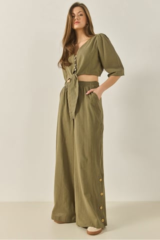 Textured V-Neck Long Sleeve Two-Piece Coord Set