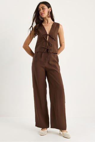 V-neck Sleeveless Wide Leg Two-Piece Set