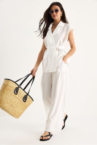 Vest and Wide Leg Pants Set