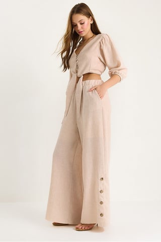 Textured V-Neck Long Sleeve Two-Piece Coord Set