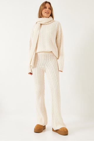 Texturerad Stickad Turtleneck Oversized Koord Set
