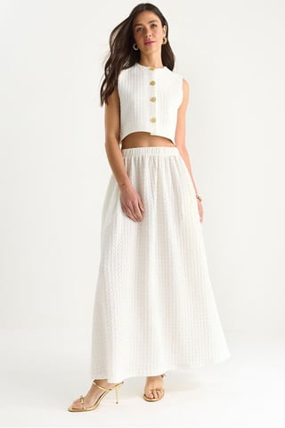 Textured Long Two-Piece Set with Pocket and Button Closure