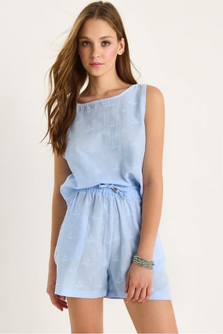 Short High Waist Two-Piece Coord Set with Button Closure