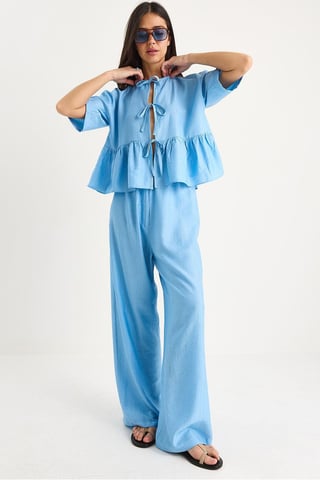 Textured Two-Piece Coord Set with Ruffle Detail