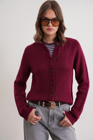 Ribbed Knit Button Cardigan