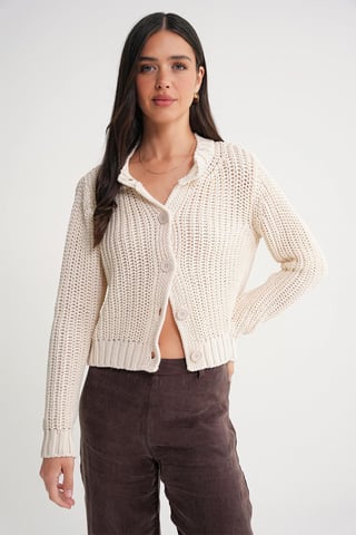 Textured Ribbed Knit Cardigan with Buttons