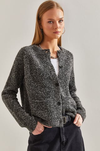 Textured Knit Cardigan with Button Closure