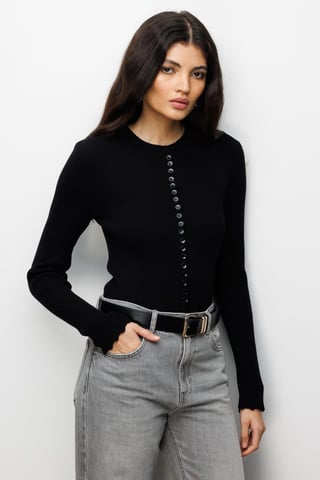 Ribbed Knit Buttoned Cardigan