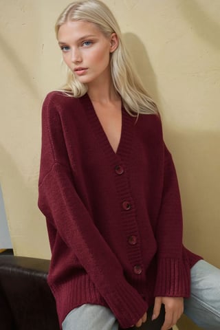 Tjock V-ringad stickad cardigan
