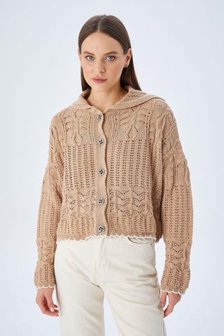 Texturerad stickad cardigan med knappstängning