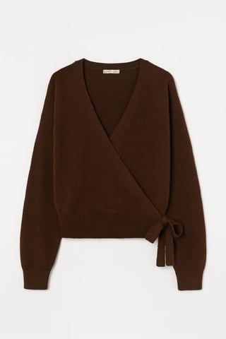Ribbed V-Neck Tie-Front Cardigan