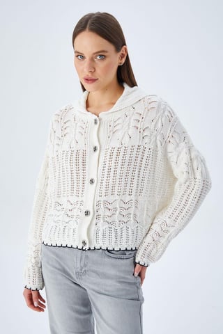 Texturerad stickad cardigan med knappstängning
