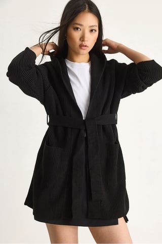 Hooded Cardigan med knytning