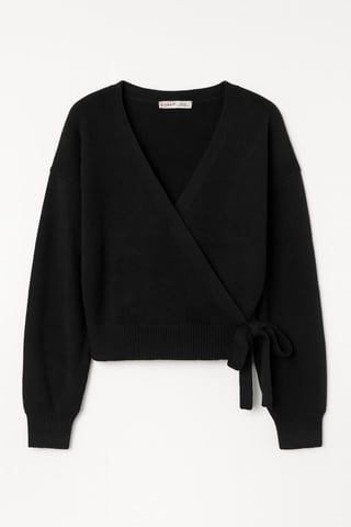 Ruggad V-ringad Cardigan med Knut framtill
