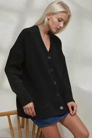 Tjock V-ringad stickad cardigan