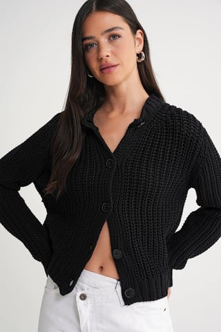 Textured Ribbed Knit Cardigan with Buttons