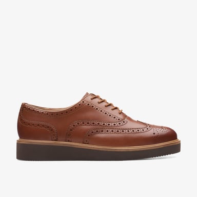 Glickly Brogue Donkerbruine Leren Schoenen