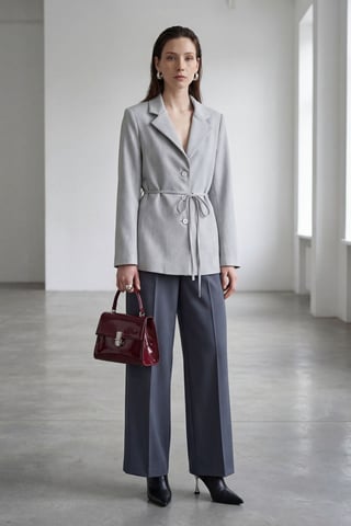 Tie Detail Crepe Blazer Jacket