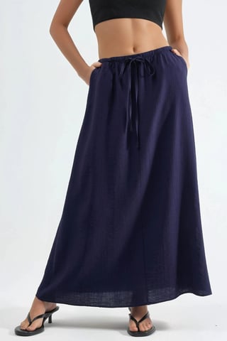 High Waist A-Line Maxi Skirt