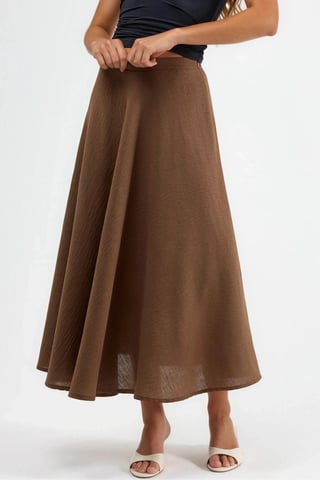 High Waist Textured A-Line Maxi Skirt