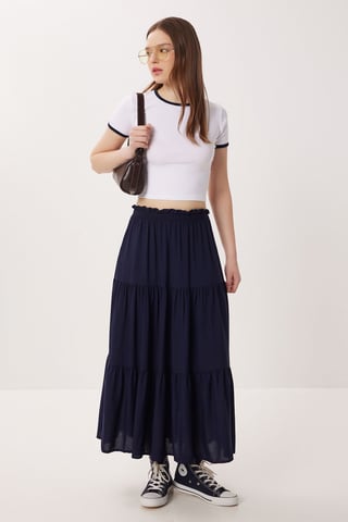 High Waist A-Line Maxi Skirt
